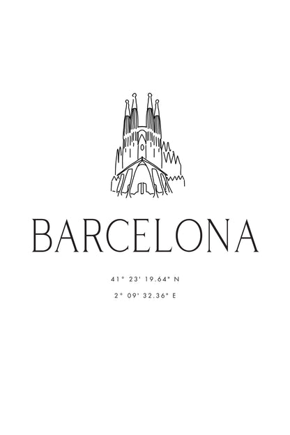 Barcelona city coordinates - Poster / Art Print