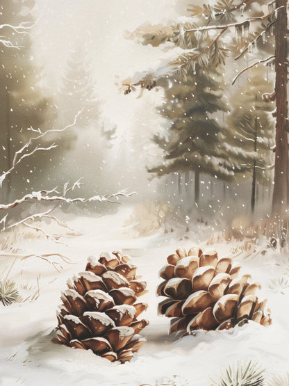 Pine Cones In Snow - Poster / Art Print