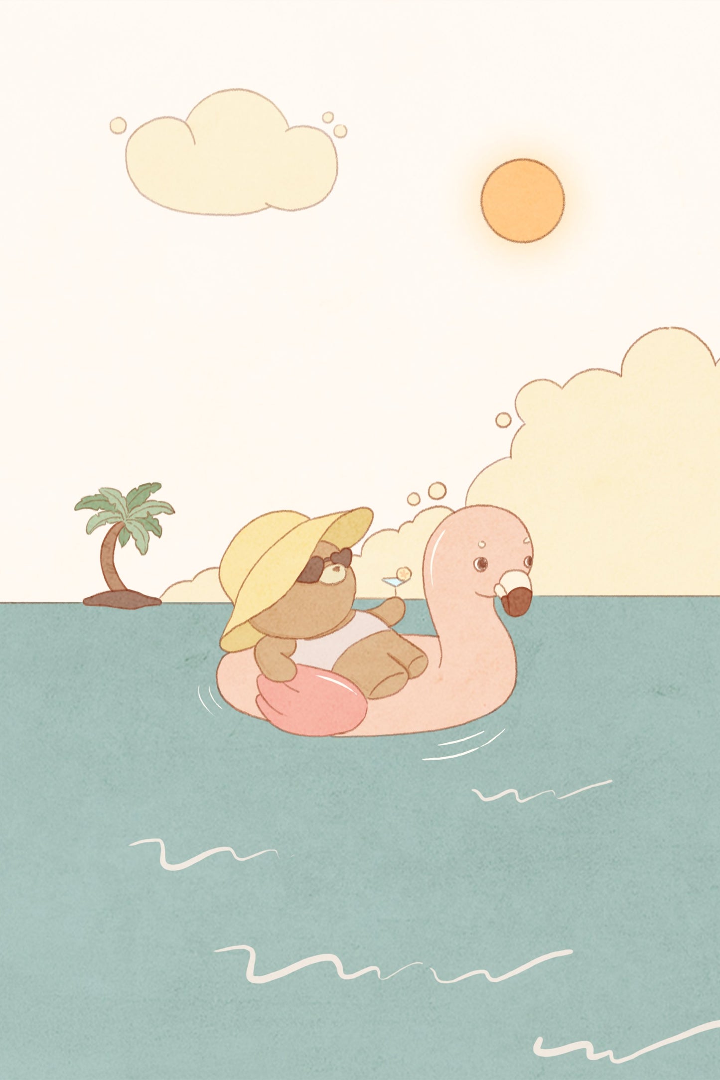 Bear On Summer Beach - Poster / Art Print