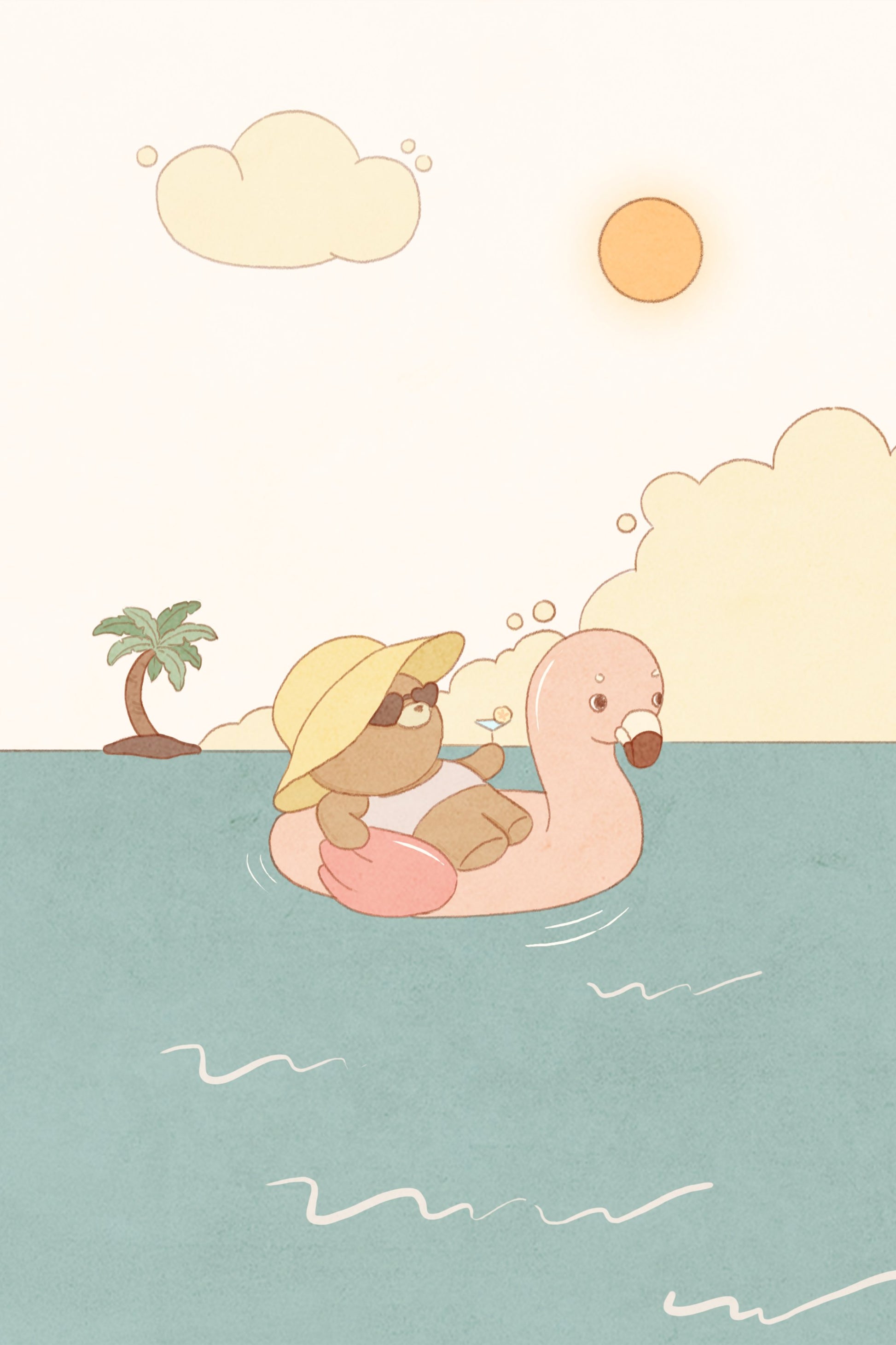 Bear On Summer Beach - Poster / Art Print