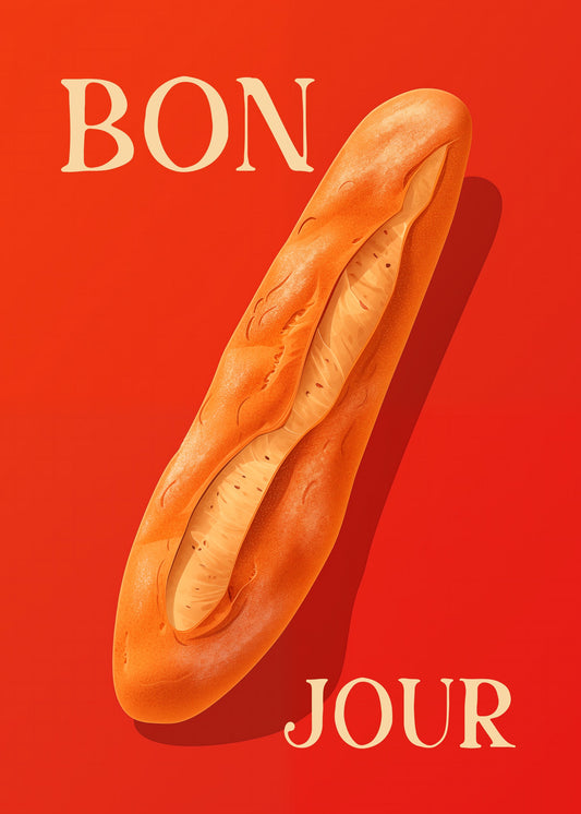 Baguette On A Red Background - Poster / Art Print
