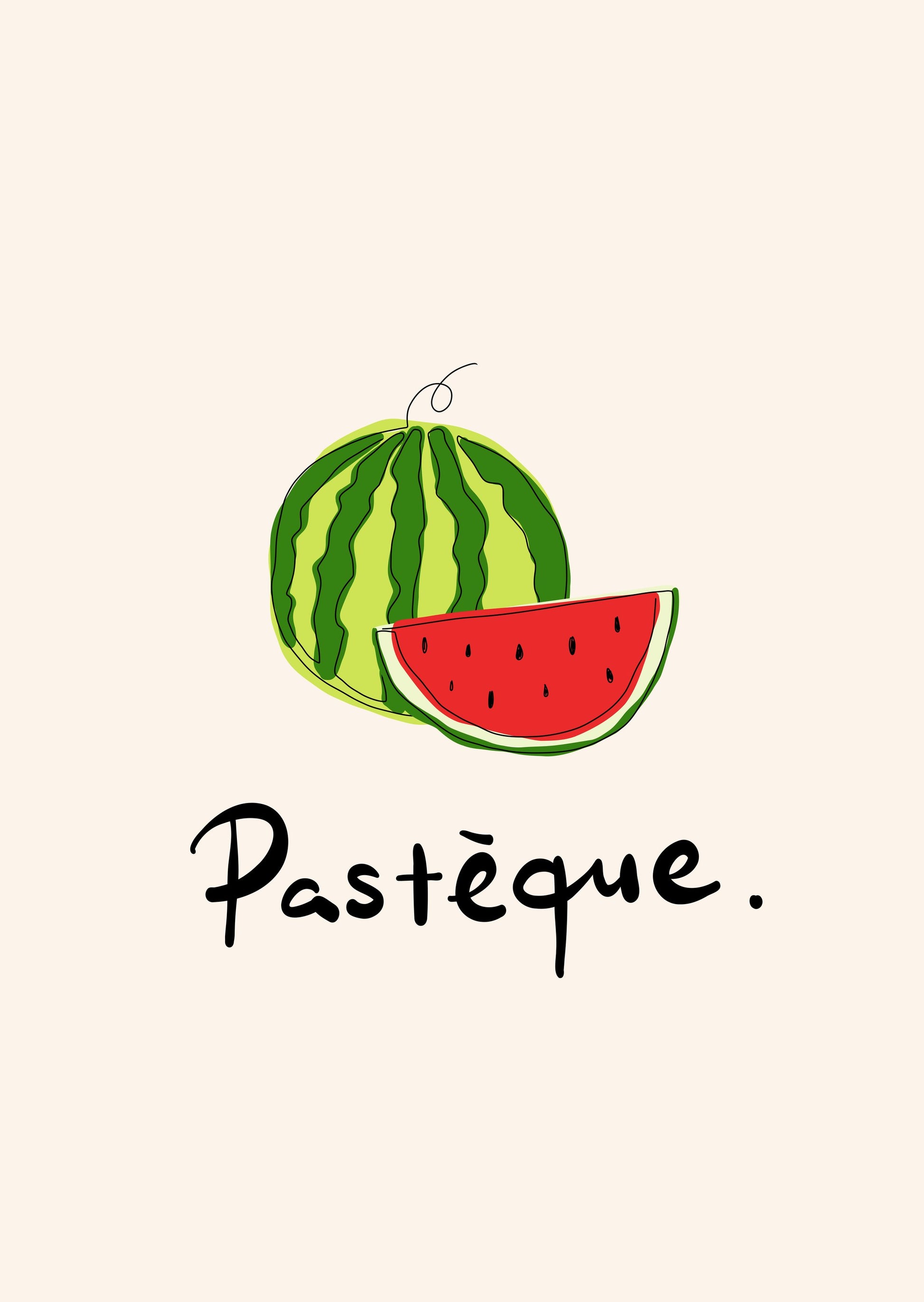 Modern French Fruits Collection "Watermelon / Pastèque" - Poster / Art Print