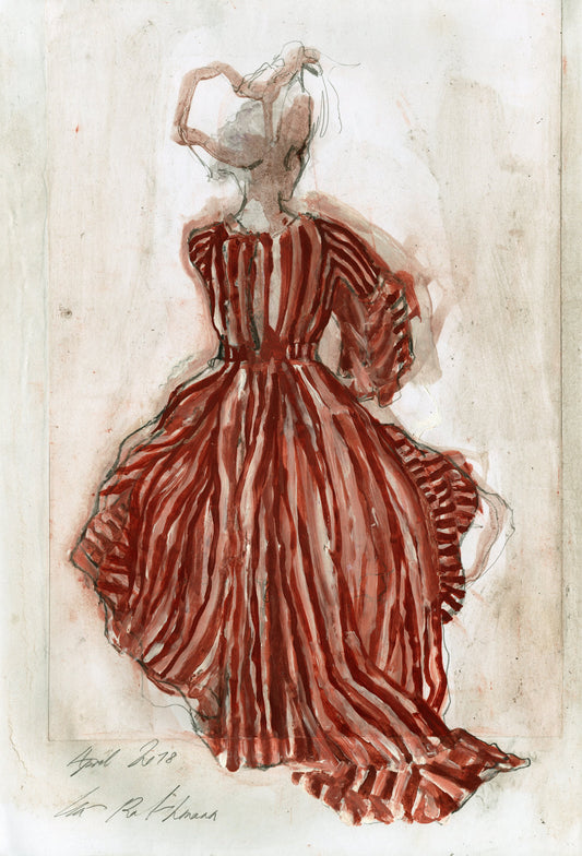 Woman In A Red Striped Dress - Poster / Art Print