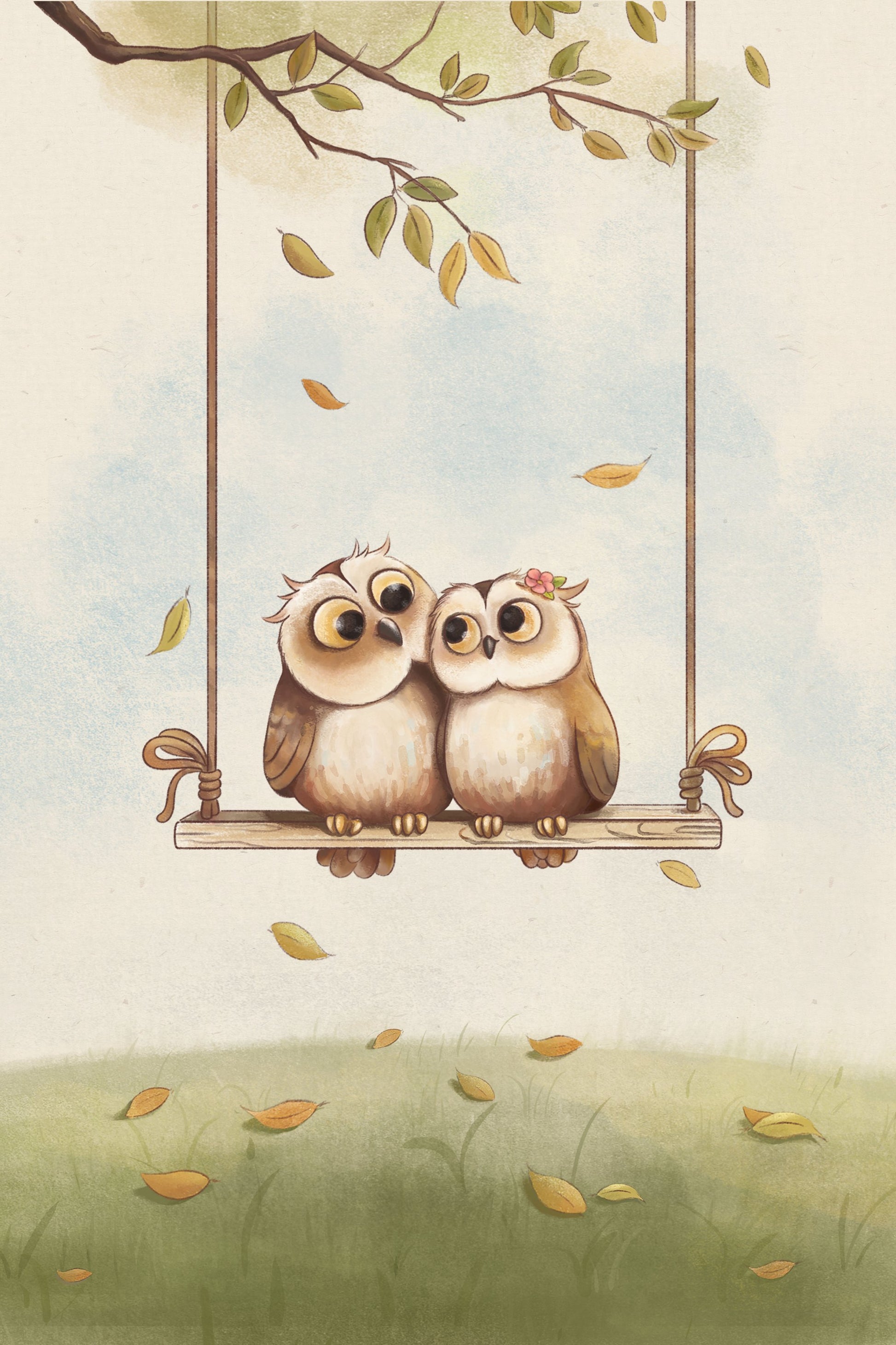 Owls in love - Poster / Art Print
