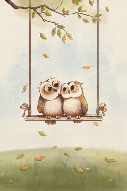 Owls in love - Poster / Art Print