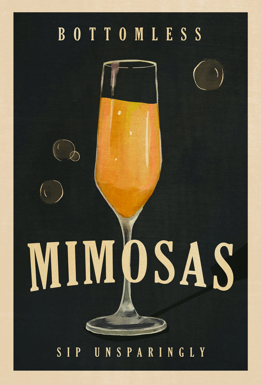 Bottomless Mimosas Art Deco Cocktail Bar Art - Poster / Art Print