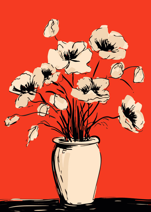 Poppies in a Vase - Poster / Art Print