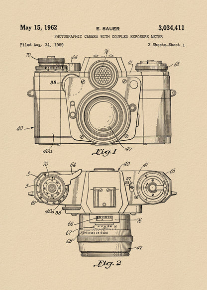 Camera Patent 1962 - Poster / Art Print