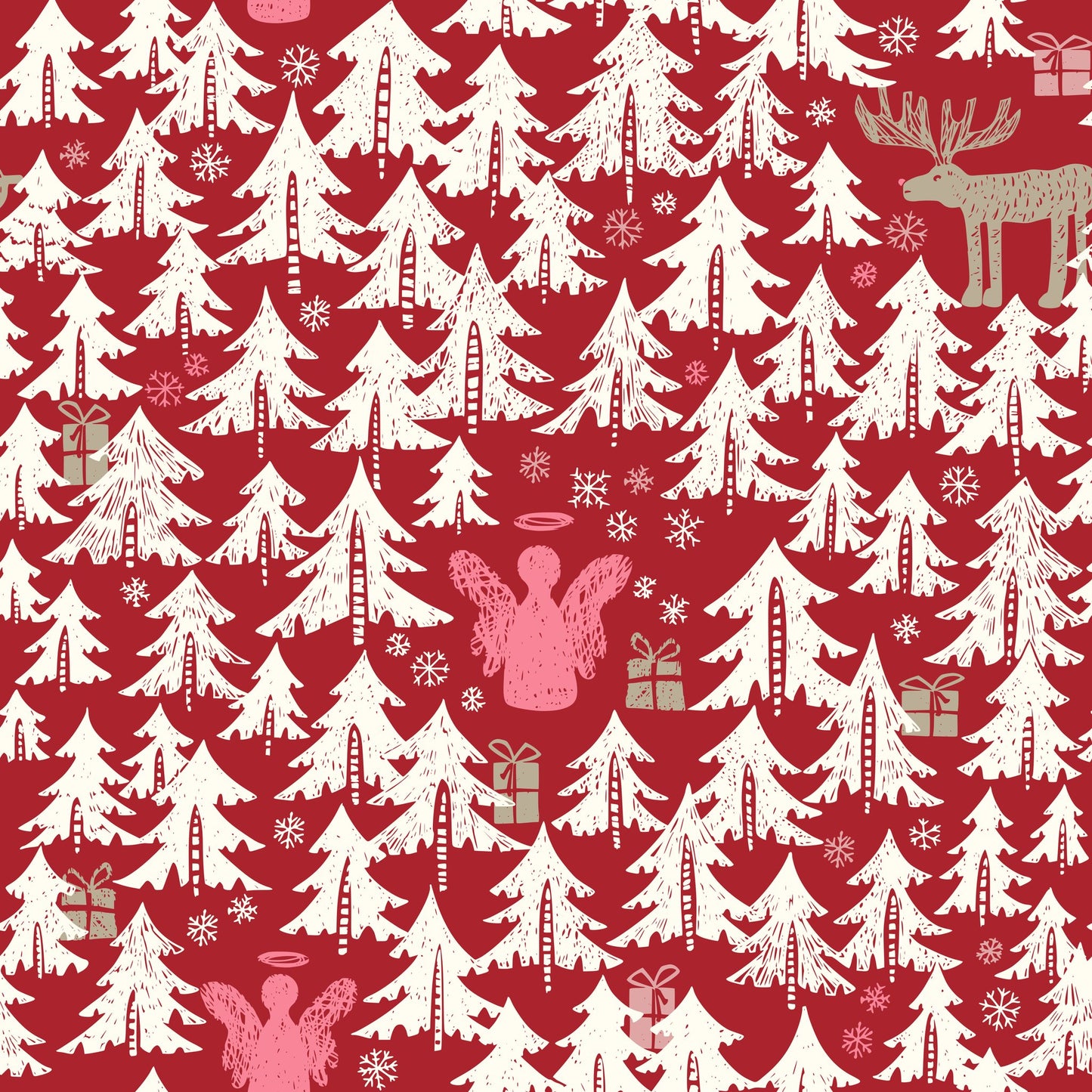 Black forest X-Mas Winter forest pattern - Poster / Art Print
