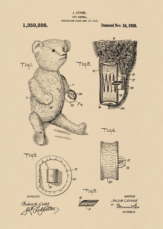 Teddybear Patent 1920 - Poster / Art Print