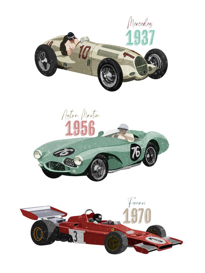 Vintage Racecars - Poster / Art Print
