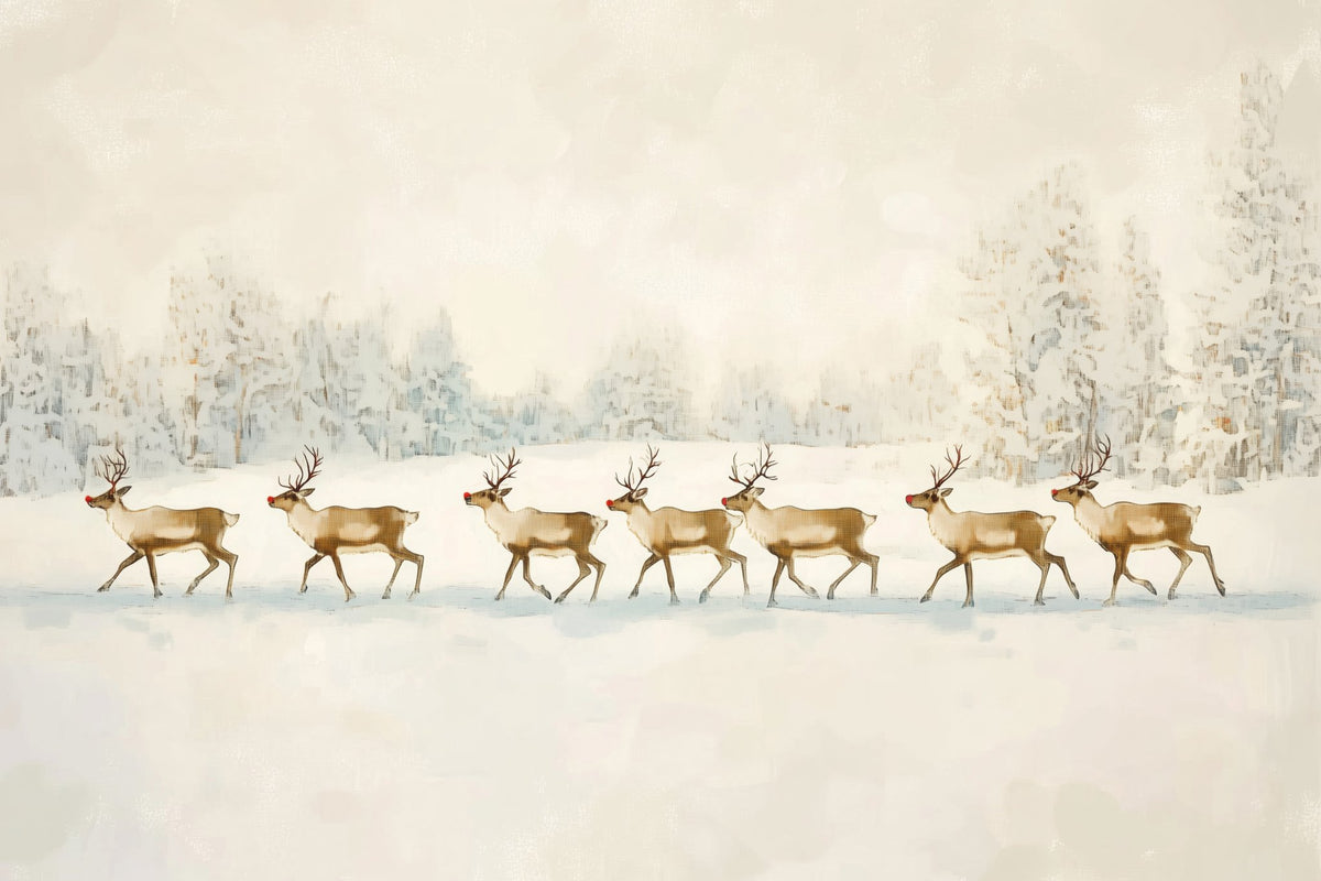 Reindeer In Winter Snow - Poster / Art Print