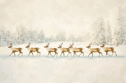 Reindeer In Winter Snow - Poster / Art Print
