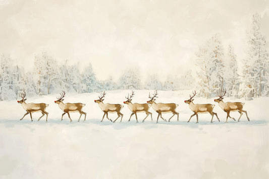 Reindeer In Winter Snow - Poster / Art Print