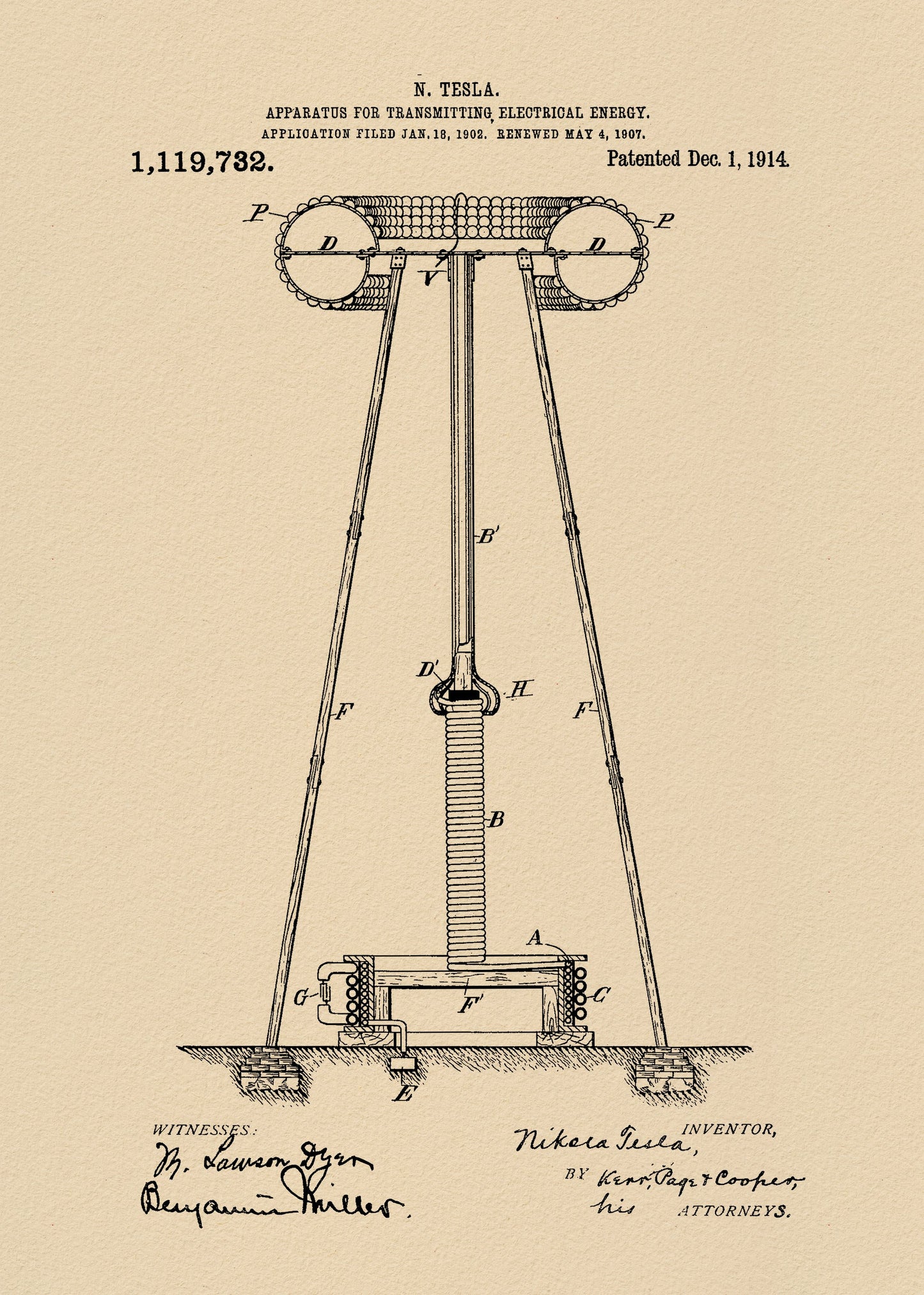 Transmitter Patent 1914 - Poster / Art Print