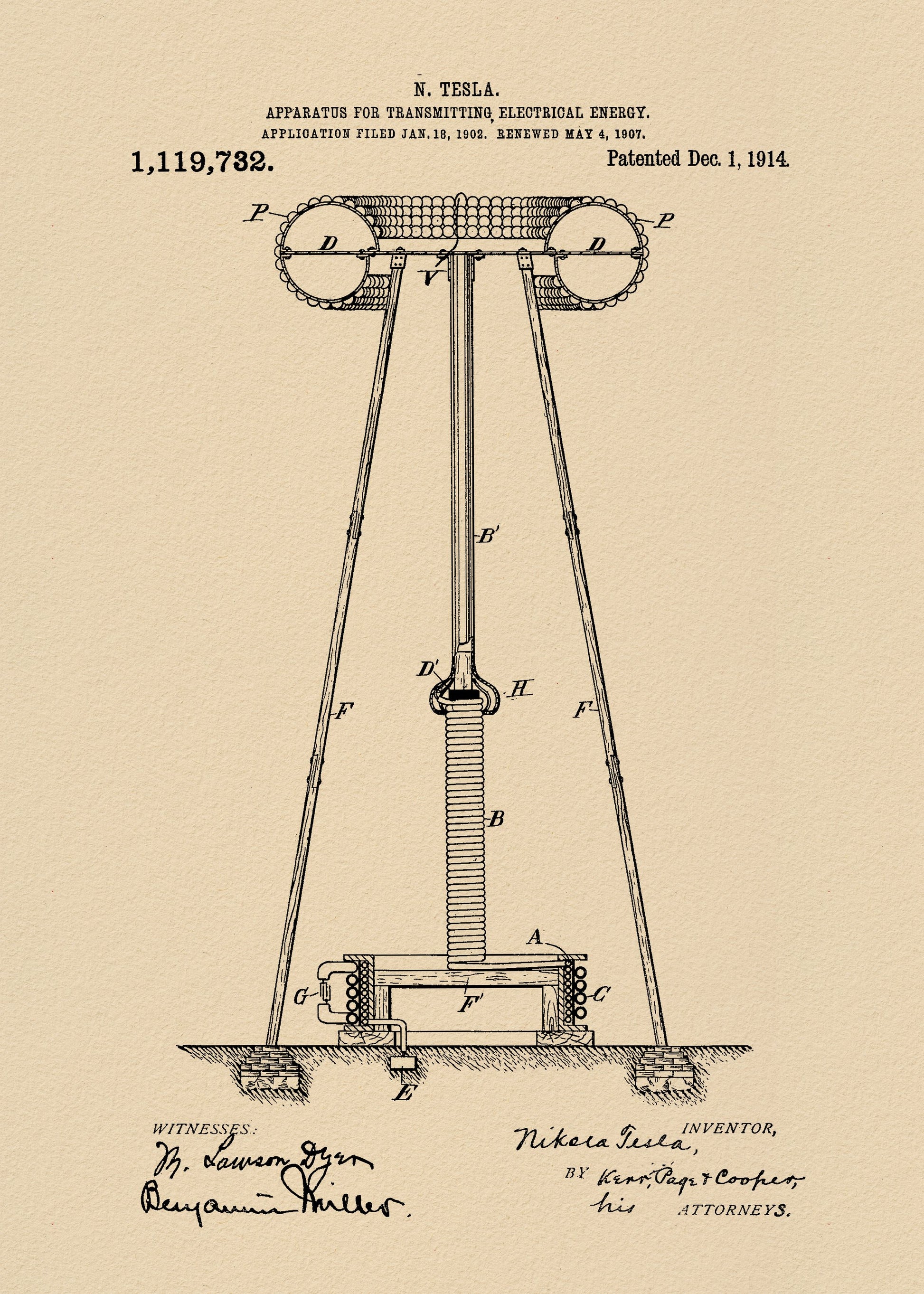 Transmitter Patent 1914 - Poster / Art Print