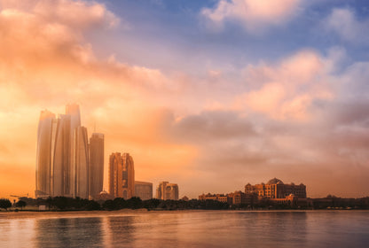 Etihad Towers &amp; Emirates Palace, Abu Dhabi, UAE - Poster / Art Print