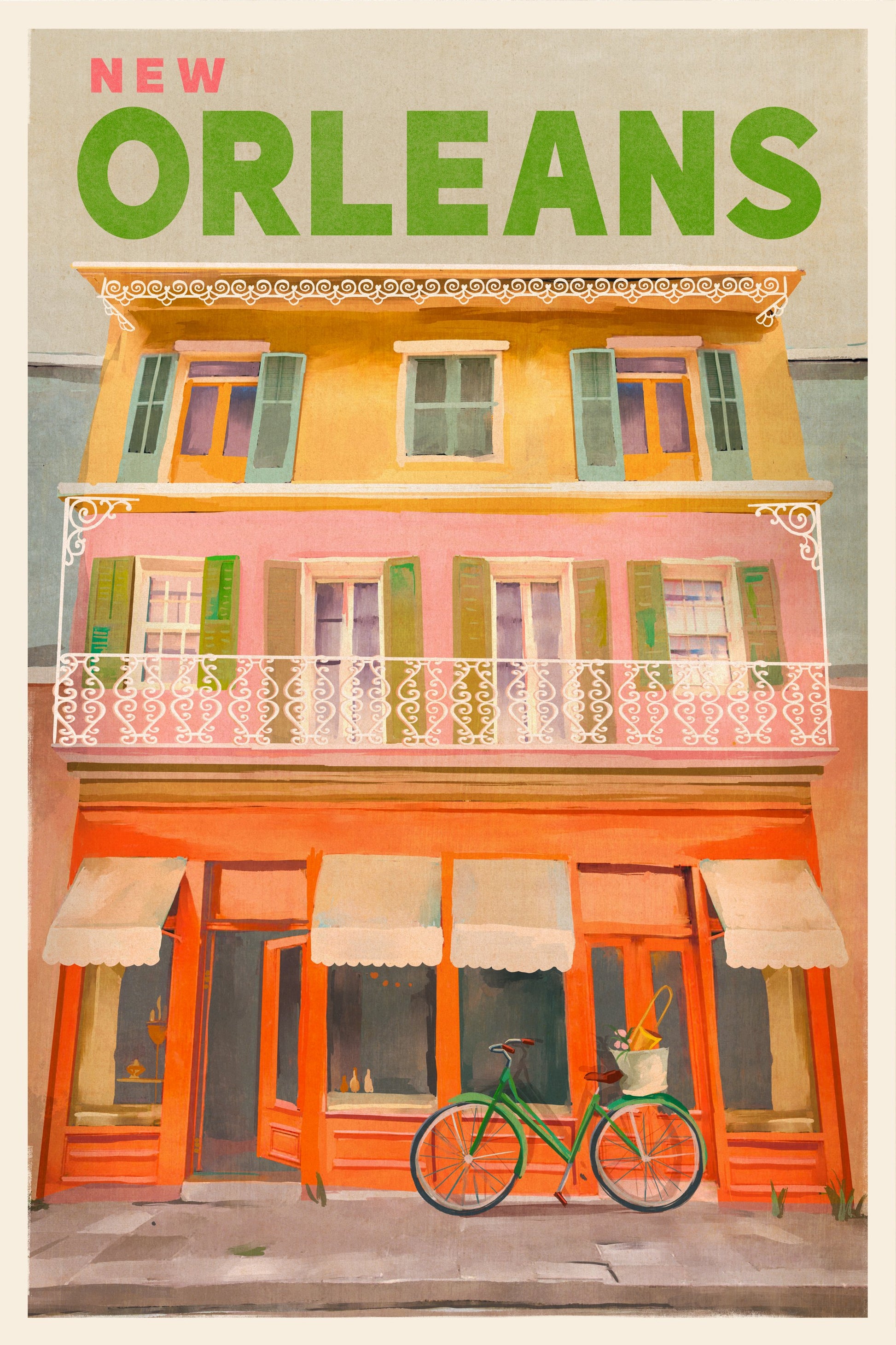 New Orleans Louisiana Vintage Travel Poster - Poster / Art Print