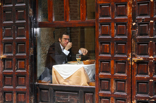 Lonely Man Dinner in Madrid's Latin Quarter - Poster / Art Print