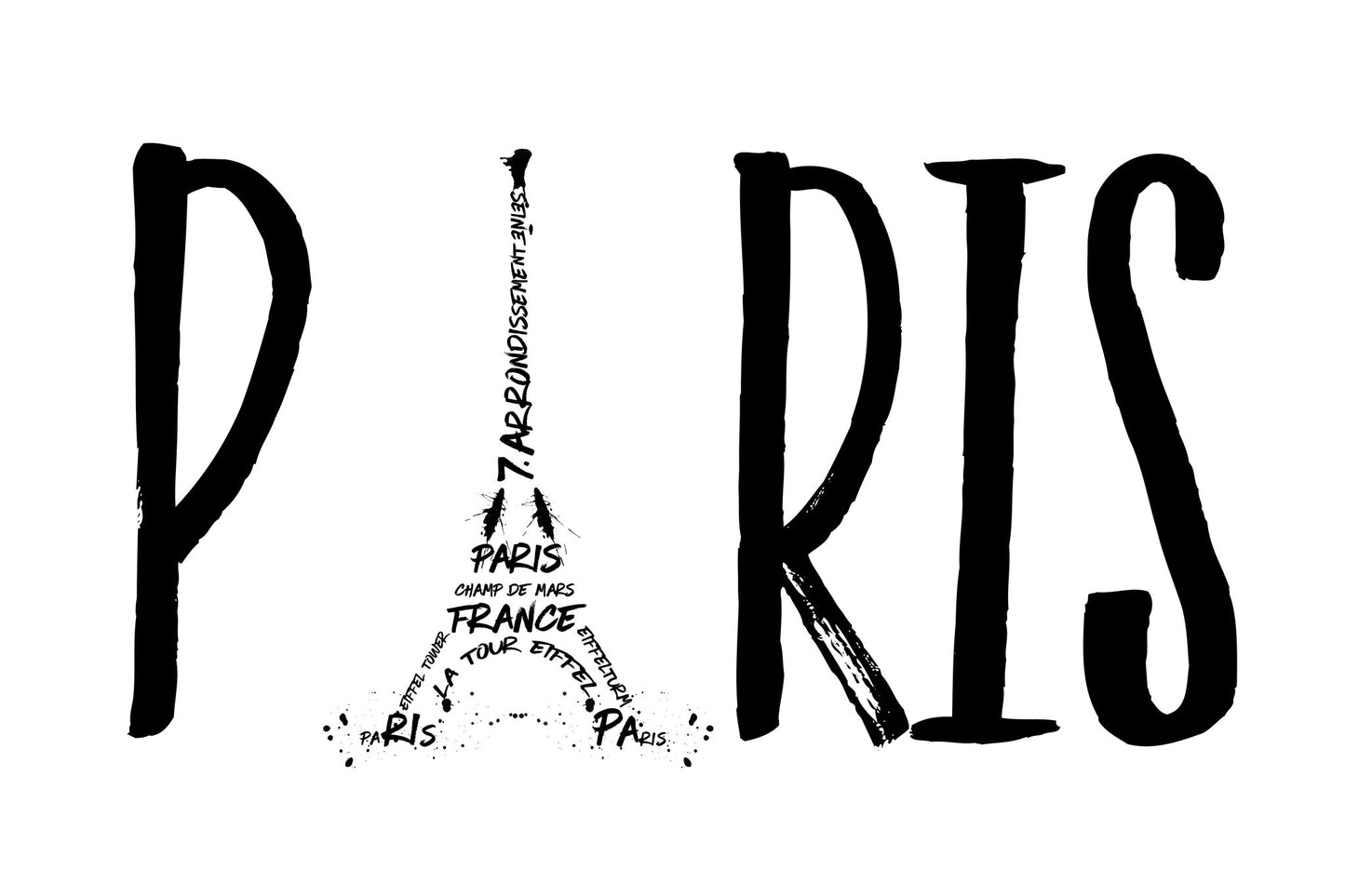 PARIS Typography - Poster / Art Print