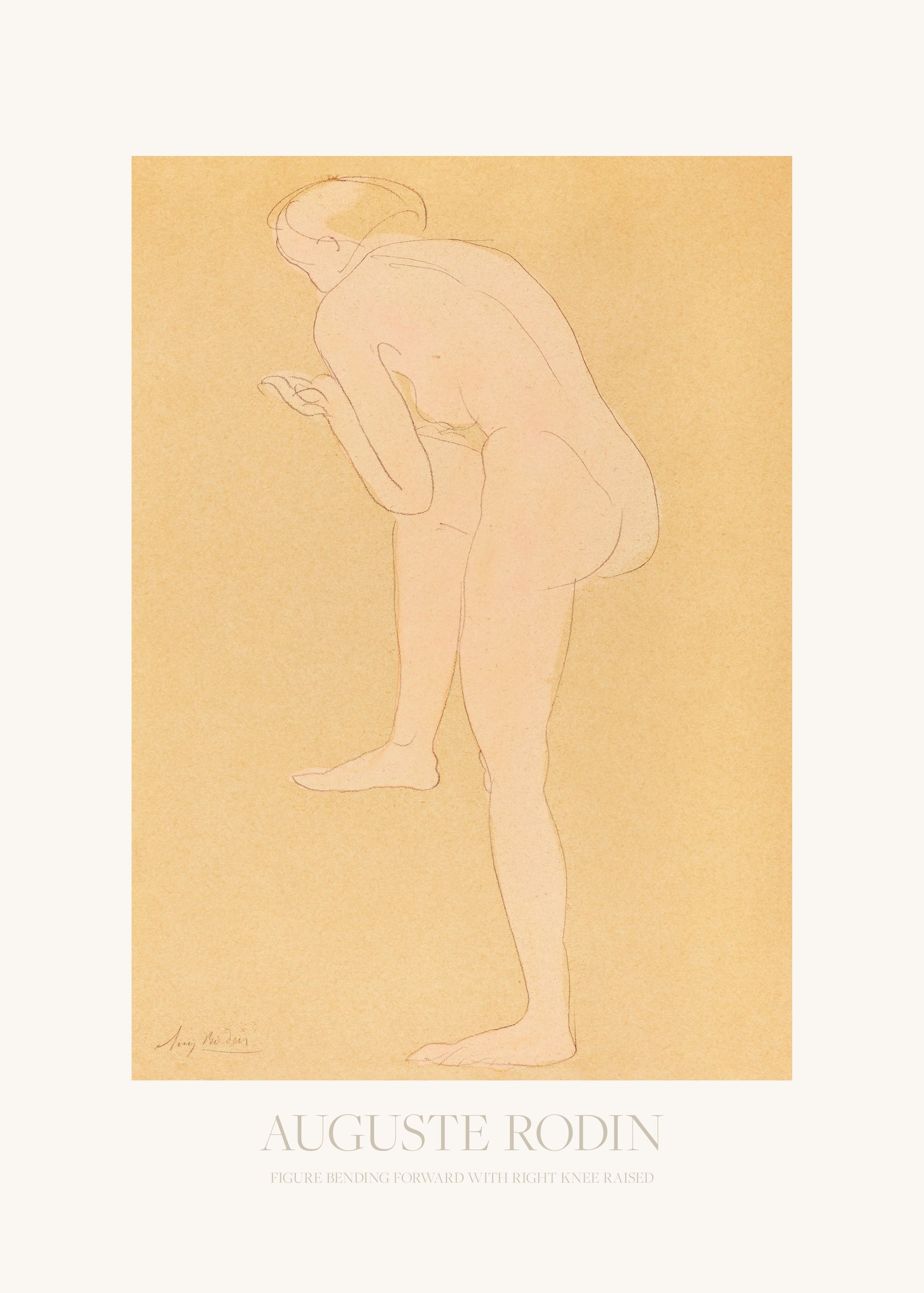 Figure Bending Forward With Right Knee Raised - Poster / Art Print