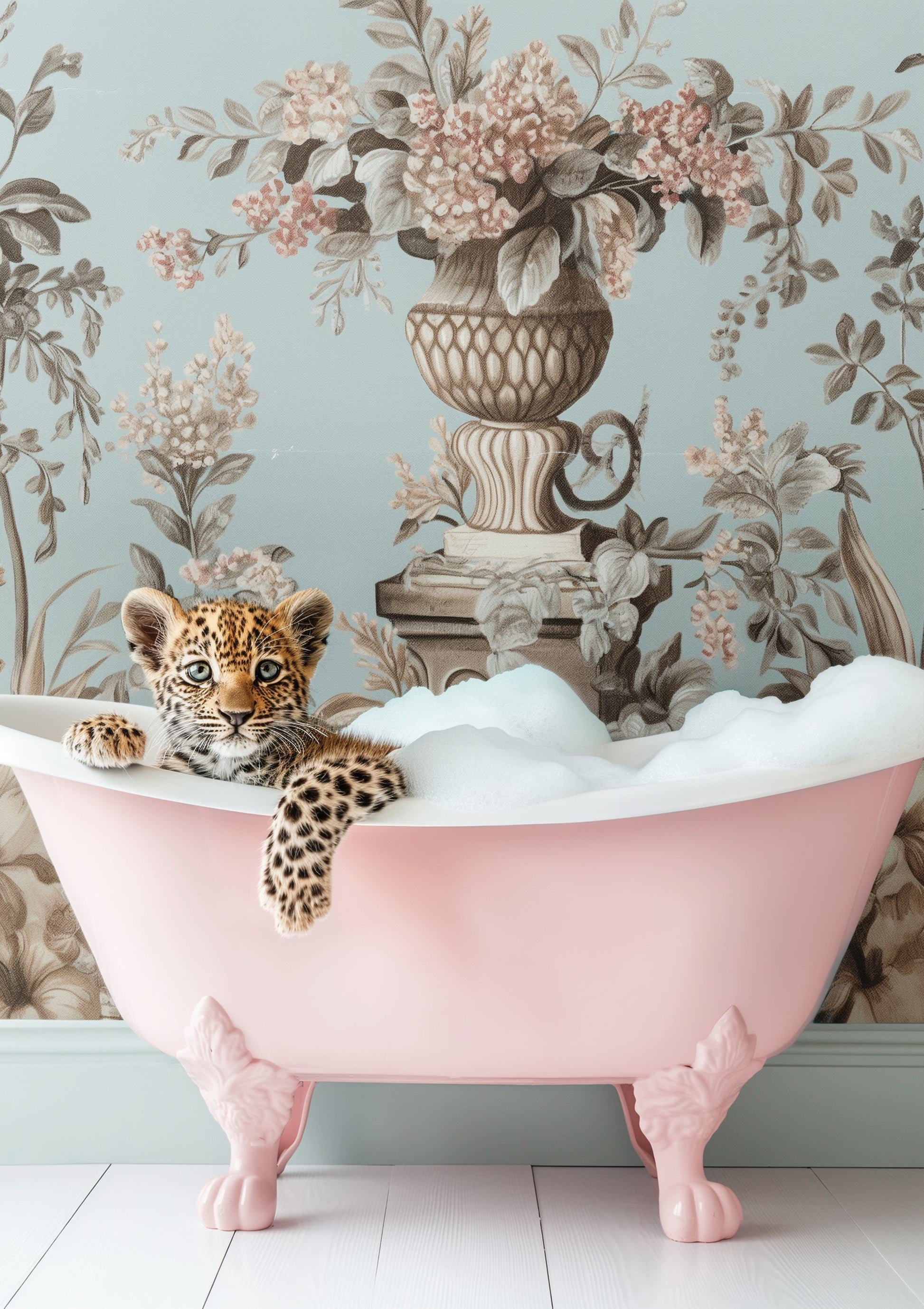 Leopard’s Pink Bubble Bath - Poster / Art Print