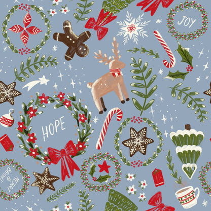 Magical Christmas Blue Pattern - Poster / Art Print