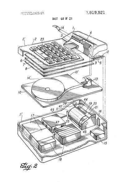 Electronic Calculator Patent 1974 - Poster / Art Print
