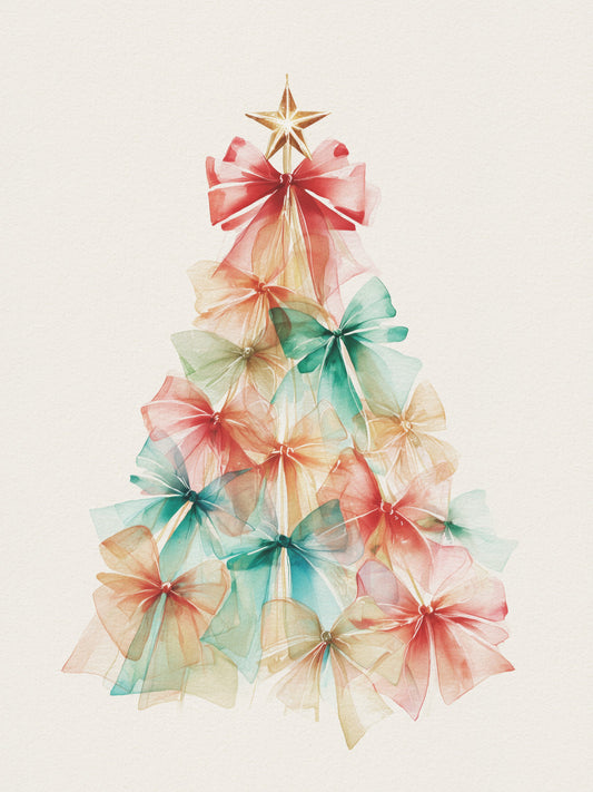 Christmas Ribbons Tree - Poster / Art Print