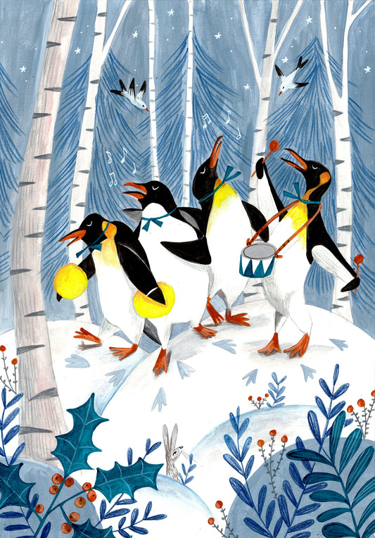 Penguins make music in the forest - Poster / Art Print