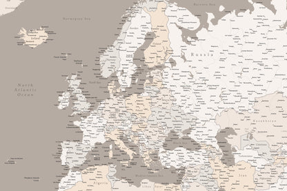 Detaljerad Europakarta - Poster / Art Print