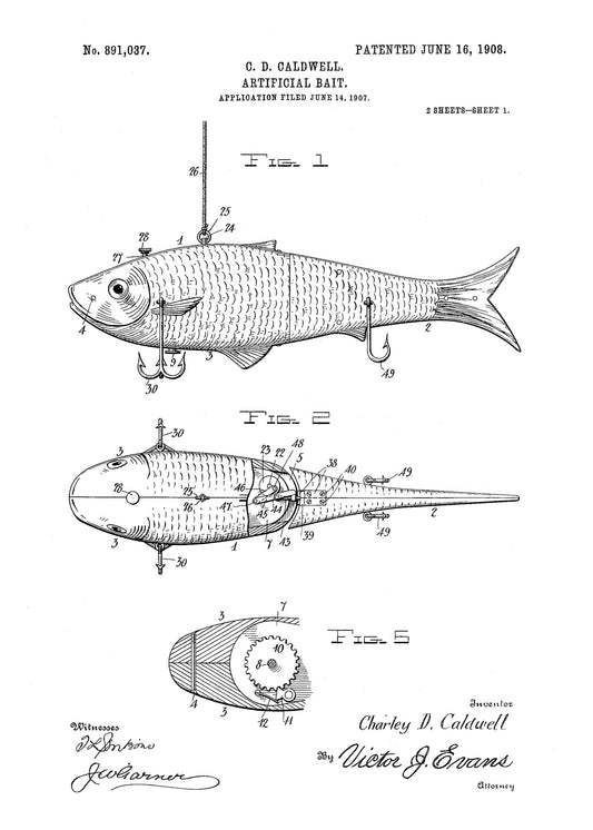 Artificial Bait Patent 1908 - Poster / Art Print