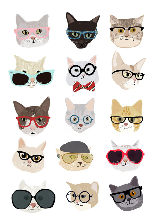 Cats With Glasses - Poster / Art Print