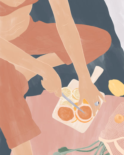 Cutting Grapefruits - Poster / Art Print