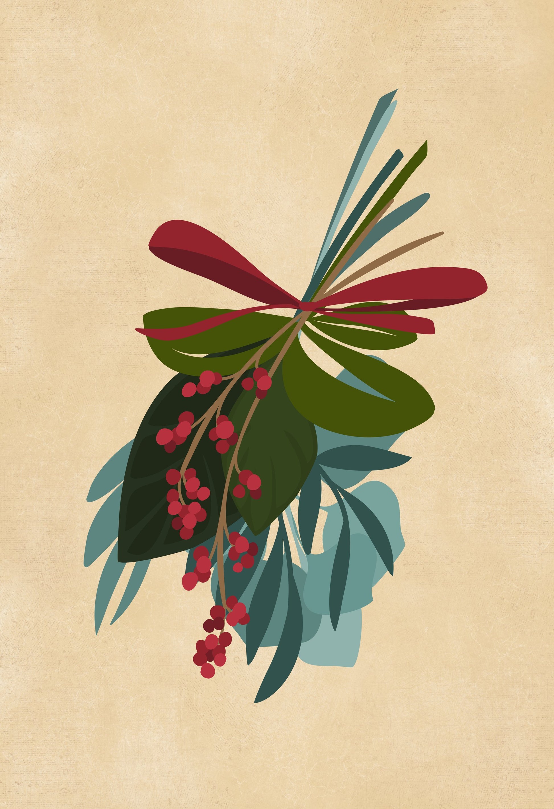 Thea holiday bouquet in sepia - Poster / Art Print