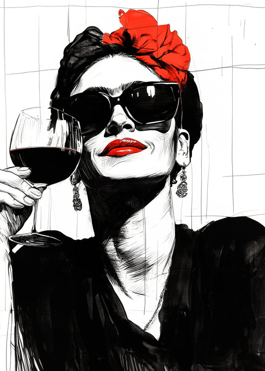 Woman and drink - Poster / Art Print