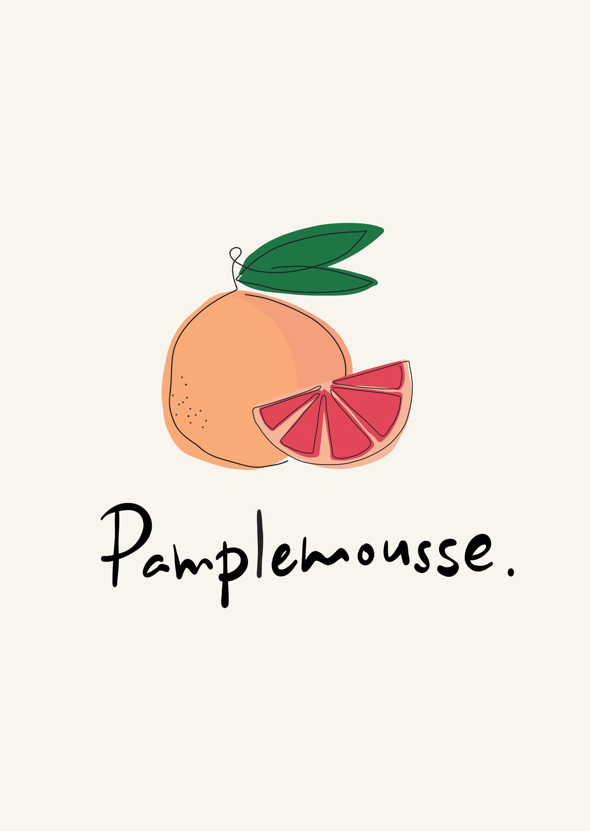Modern French Fruits Collection "Grapefruit / Pamplemousse" - Poster / Art Print
