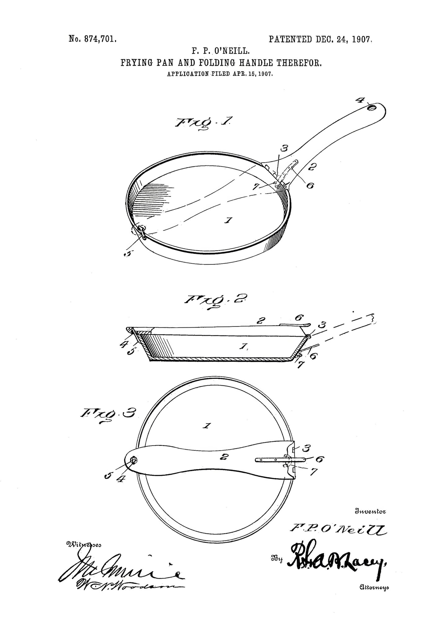 Frying Pan Patent 1907 - Poster / Art Print