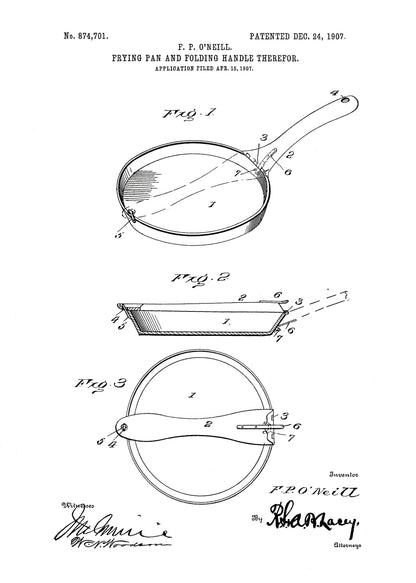 Frying Pan Patent 1907 - Poster / Art Print