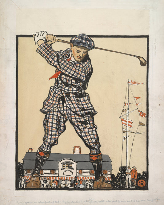 Man Swinging Golf Club (1915) - Poster / Art Print