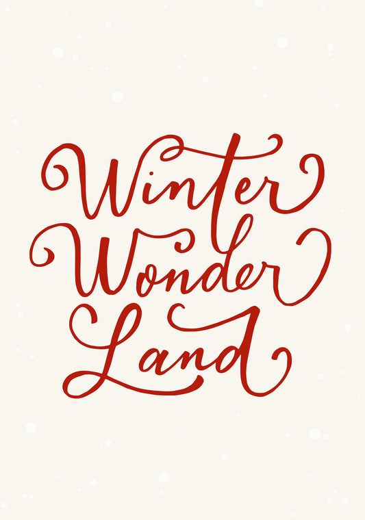 Winter Wonderland Text (green), Christmas Noël Holiday Winter Quote Typography Lettering - Poster / Art Print