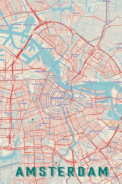 Retro Map   Amsterdam - Poster / Art Print