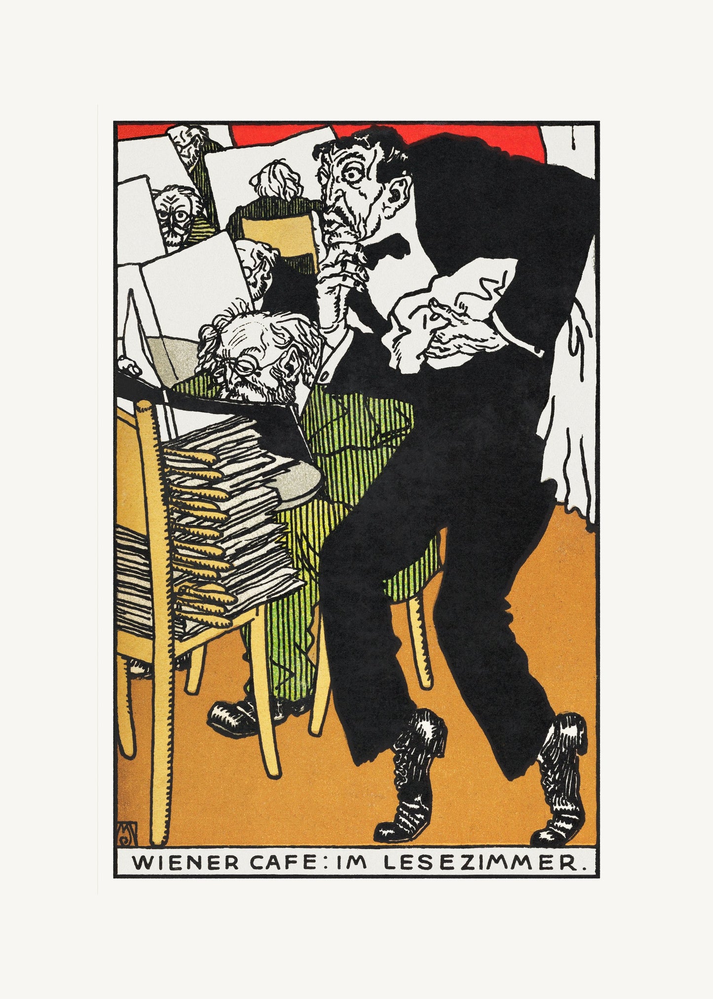 Vienesse Café  In the Reading Room - Poster / Art Print