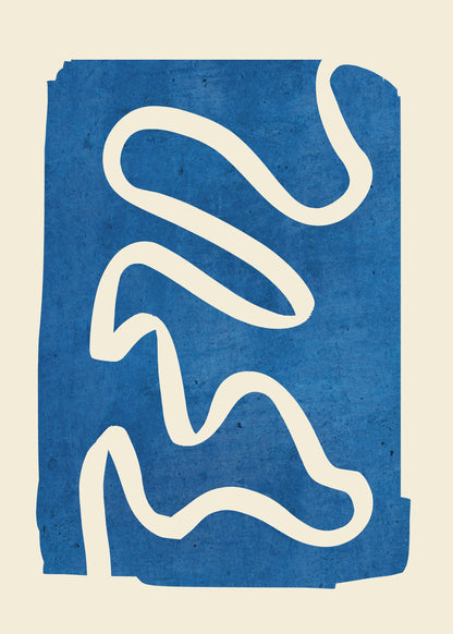 Geometric Abstract Minimal Blue - Poster / Art Print