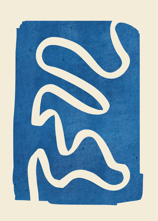 Geometric Abstract Minimal Blue - Poster / Art Print