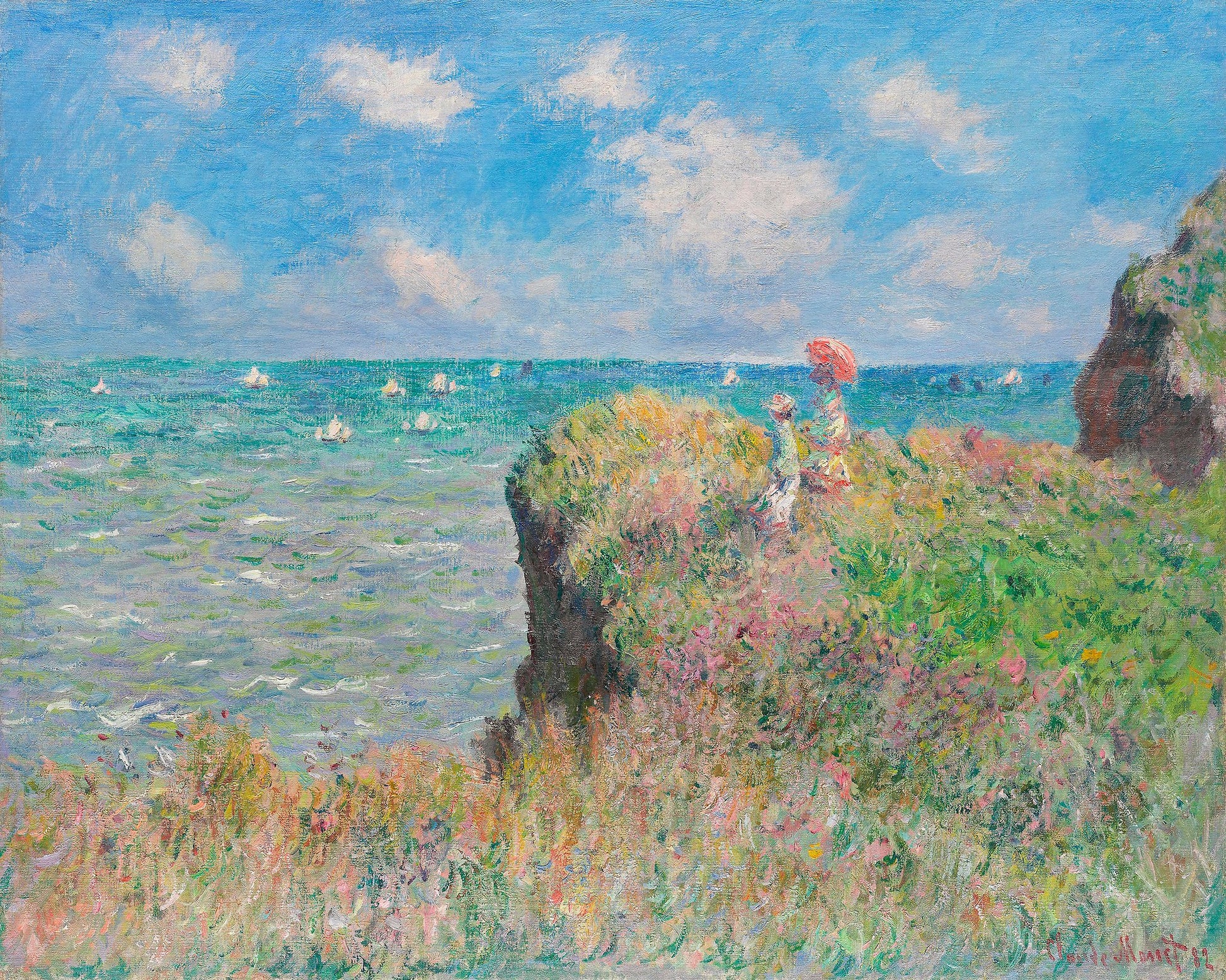 Cliff Walk At Pourville (1882) By Claude Monet. - Poster / Art Print