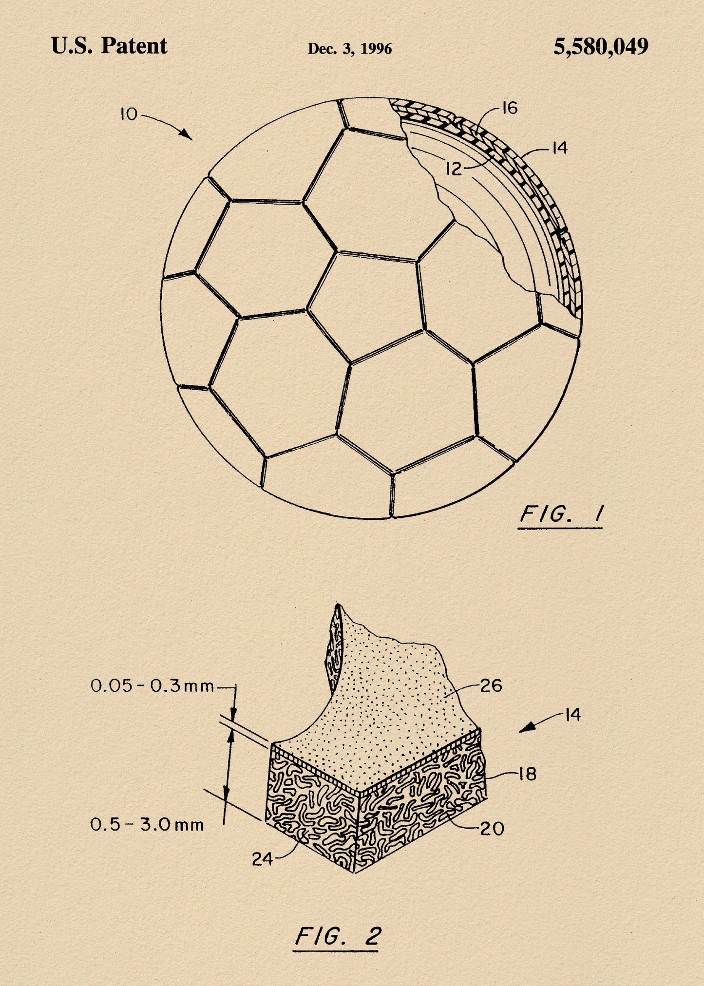 Soccer Ball Patent 1996 - Poster / Art Print