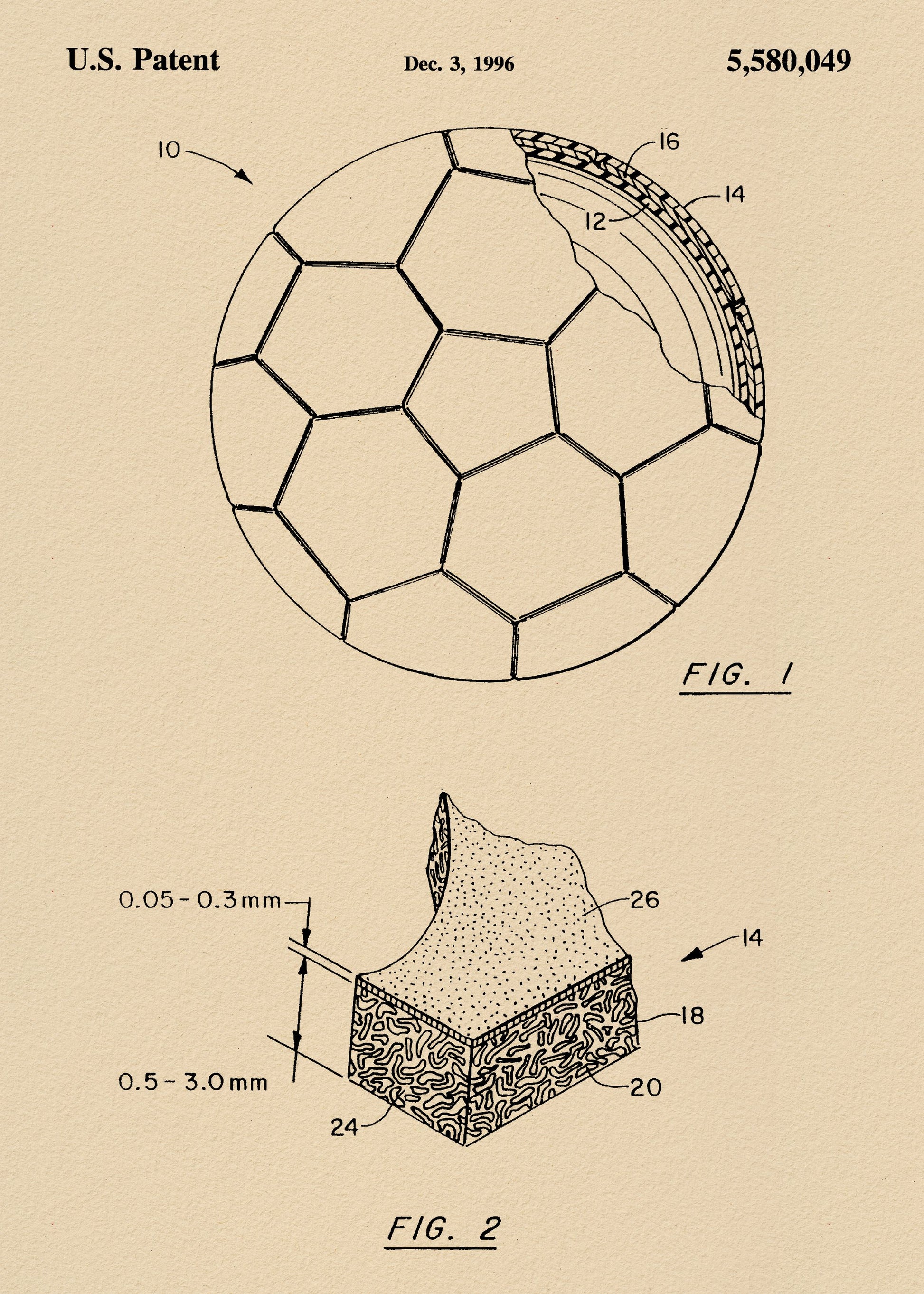 Soccer Ball Patent 1996 - Poster / Art Print
