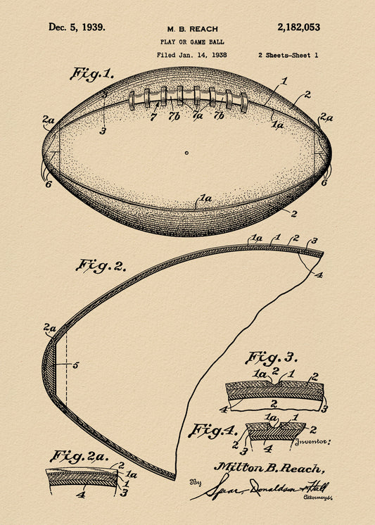 Football Patent 1938 - Poster / Art Print