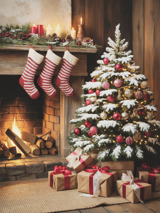 Christmas By the Fireplace - Poster / Art Print